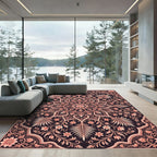 Coral Floral Medallion Dark Intricate Rug
