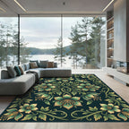Emerald Botanical Floral Symmetry Art Rug