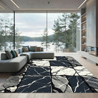 Monochrome Geometric Cracked Stone Mosaic Rug