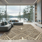 Geometric Neutral Maze Greek Key Rug
