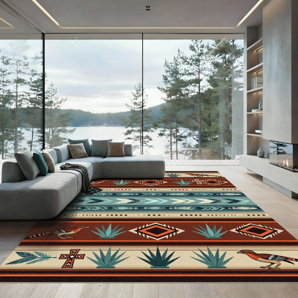 Southwestern Adobe Desert Bird Arrow Accent Rug