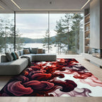 Crimson Ink Flow Floral Abstract Rug