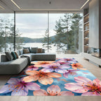 Soft Pastel Cherry Blossom Watercolor Floral Rug