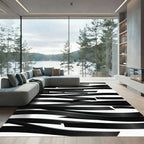 Black Wavy Ribbon Abstract Rug