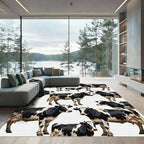 Monochromatic Black and White Holstein Cow Herd Rug