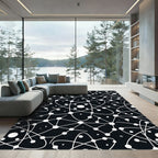 Black White Atomic Particles Network Rug