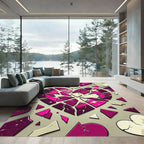 Vibrant Magenta Broken Heart Abstract Rug