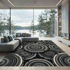 Monochromatic Wood Grain Rings Pattern Rug