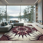 Dark Crimson Celestial Star Compass Rug