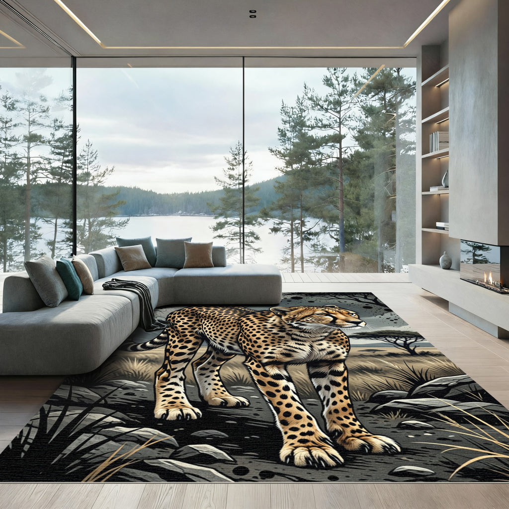 Cheetah Spot Safari Animal Landscape Rug