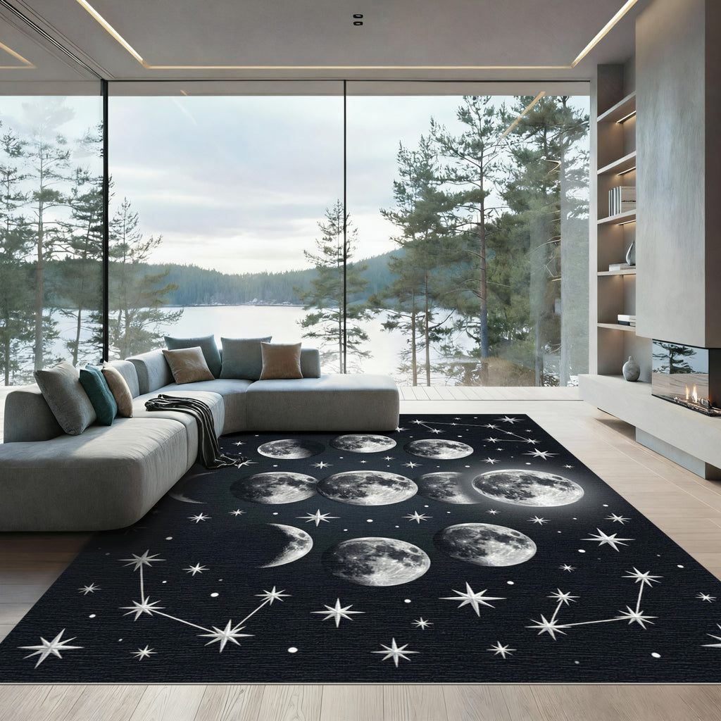 Luminous Lunar Phases Celestial Stars Rug