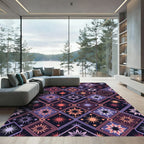 Crimson Teal Starburst Medallion Quilt Rug