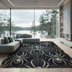 Gothic Black and Silver Spiders Web Rug