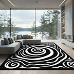 Whirlwind Black White Swirl Rug