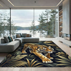 Golden Tiger Amidst Tropical Foliage Rug