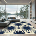 Navy Blue Starburst Rayed Rug