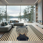 Bold Monochrome Zebra Abstract Portrait Rug