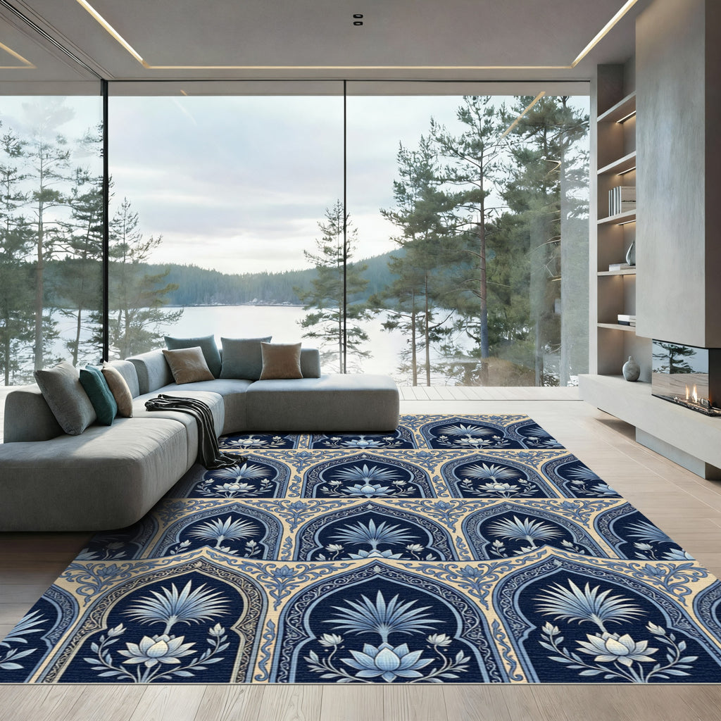 Blue Lotus Archway Garden Rug