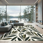 Earthy Green Olive Branch Collage Rug