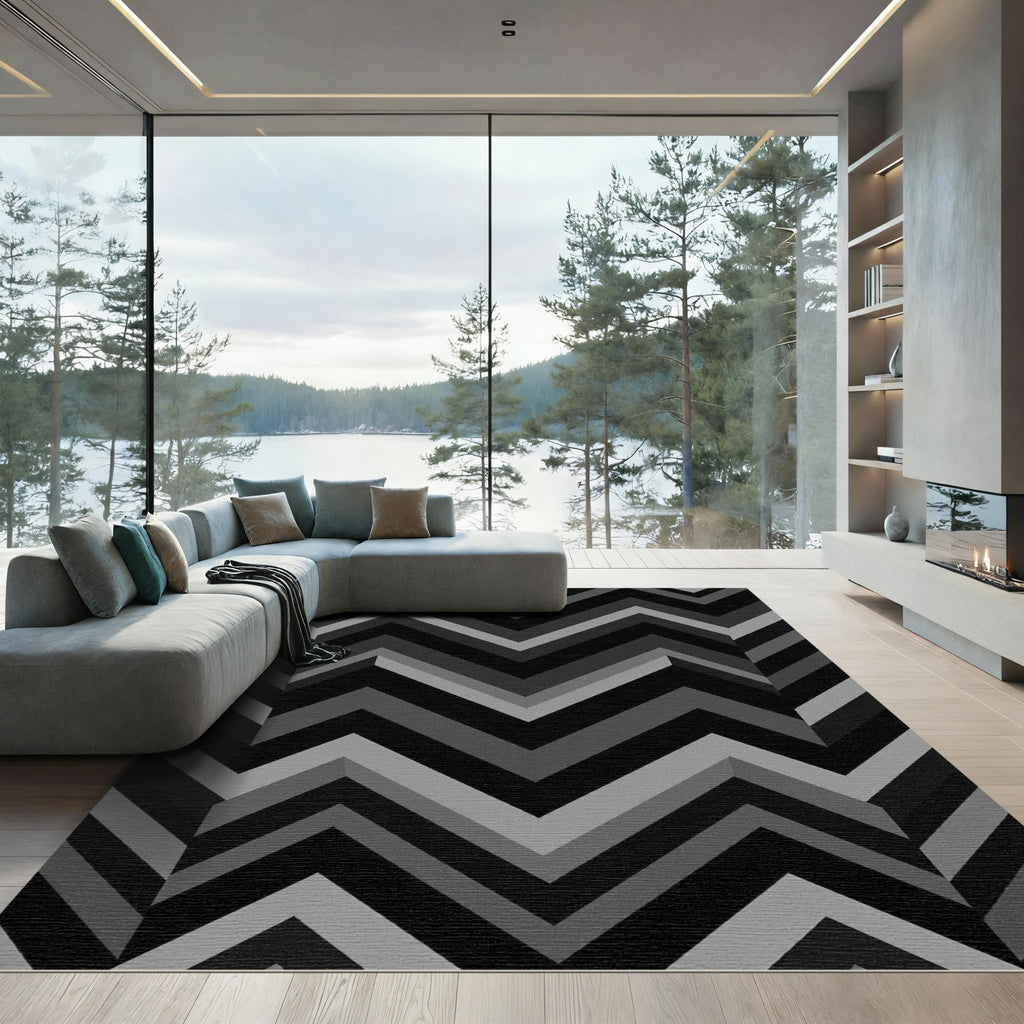 Monochromatic Chevron Segment Rug