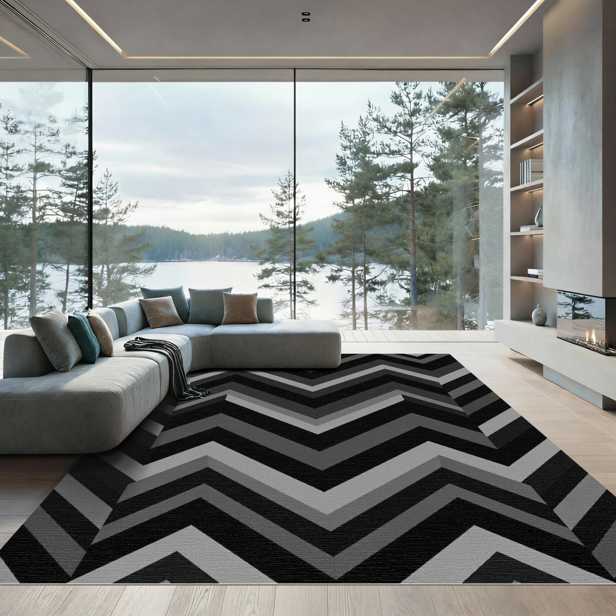 Monochromatic Chevron Segment Rug