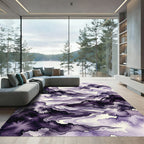 Deep Purple Ink Wash Mountain Panorama Rug