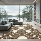 Interlocking Geometrical Arches Neutral Tone Rug