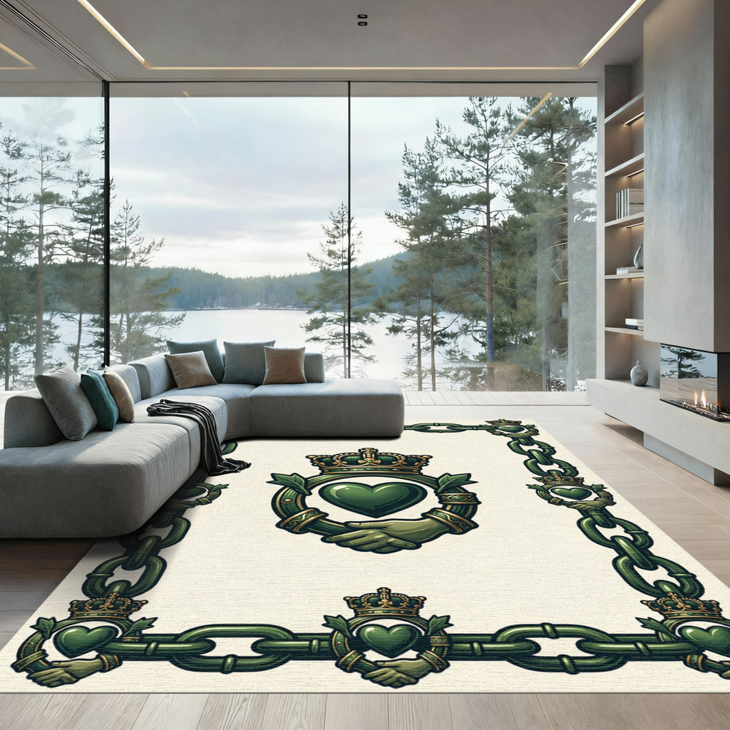 Emerald Crowned Heart Linked Chain Rug