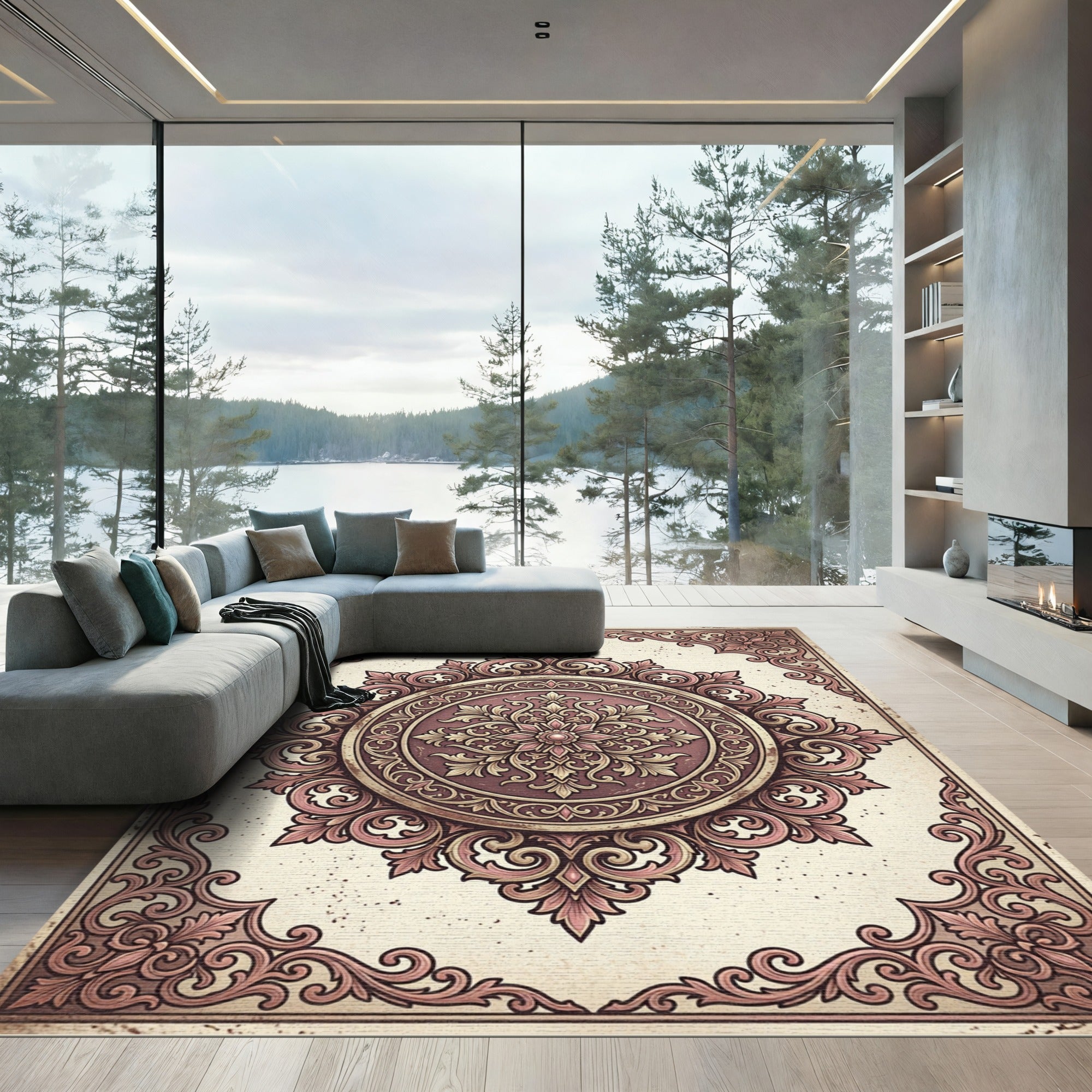 Victorian Pinks Filigree Medallion Rug