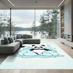 Cute Panda In Blue Bubbles Rug