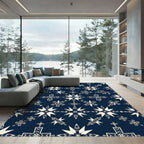 Midnight Blue Starry Folk Crosses Rug