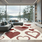 Pixelated Maroon Heart Halftone Art Rug