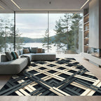 Black Cream Intersecting Lattice Rug