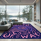 Cosmic Alphabet Swirl Pink Purple Rug