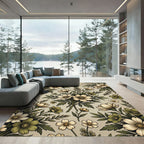 Vintage Sage Cream Floral Botanical Meadow Rug