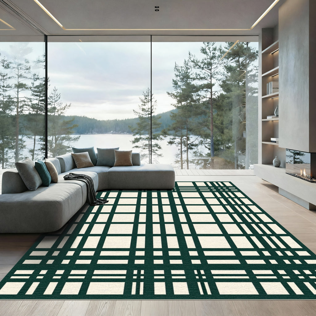 Classic Green Tartan Grid Rug