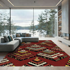 Red Yellow Geometric Tiered Symbol Rug
