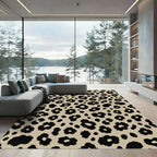 Classic Beige Black Animal Spots Rug
