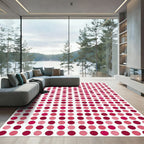 Crimson Pink Polka Dot Grid Rug