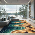 Teal Waves Sand Dune Landscape Rug