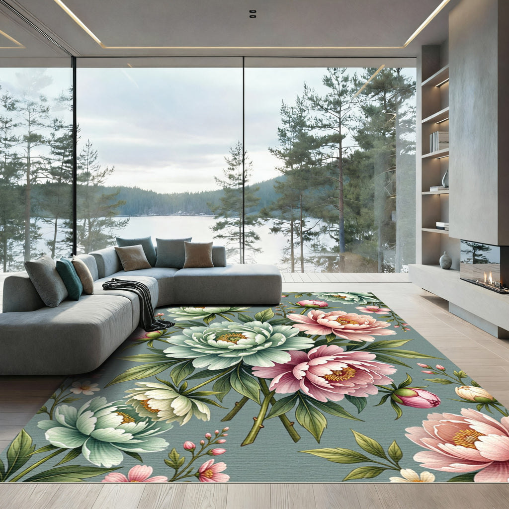 Vintage Pink Cream Peony Garland Rug