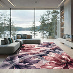 Romantic Plum Pink Peony Swirl Rug