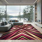 Luxurious Gold and Magenta Geometric Radiance Rug