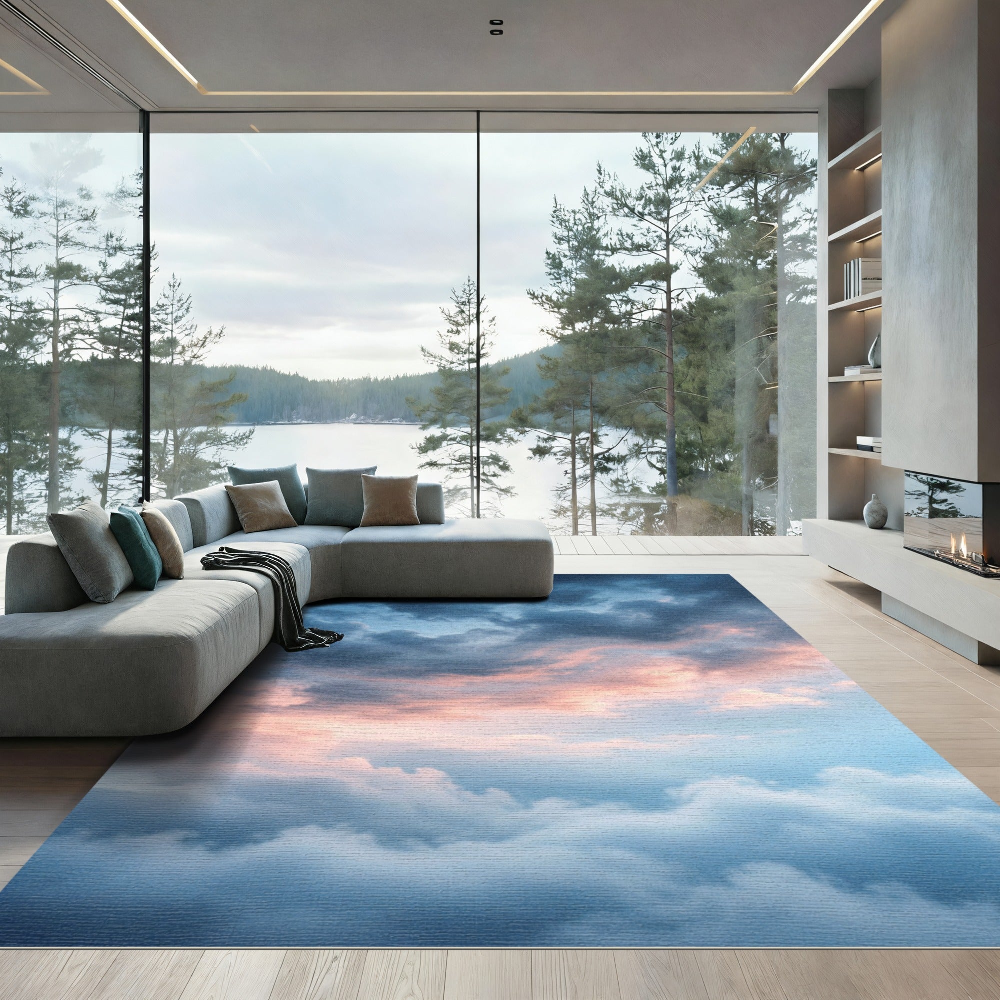 Stormy Clouds Swirl Sunset Hues Rug