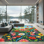 Whimsical Fairy Garden Floral Meadow Rug
