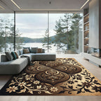 Elegant Bronze Floral Quadrant Medallion Rug