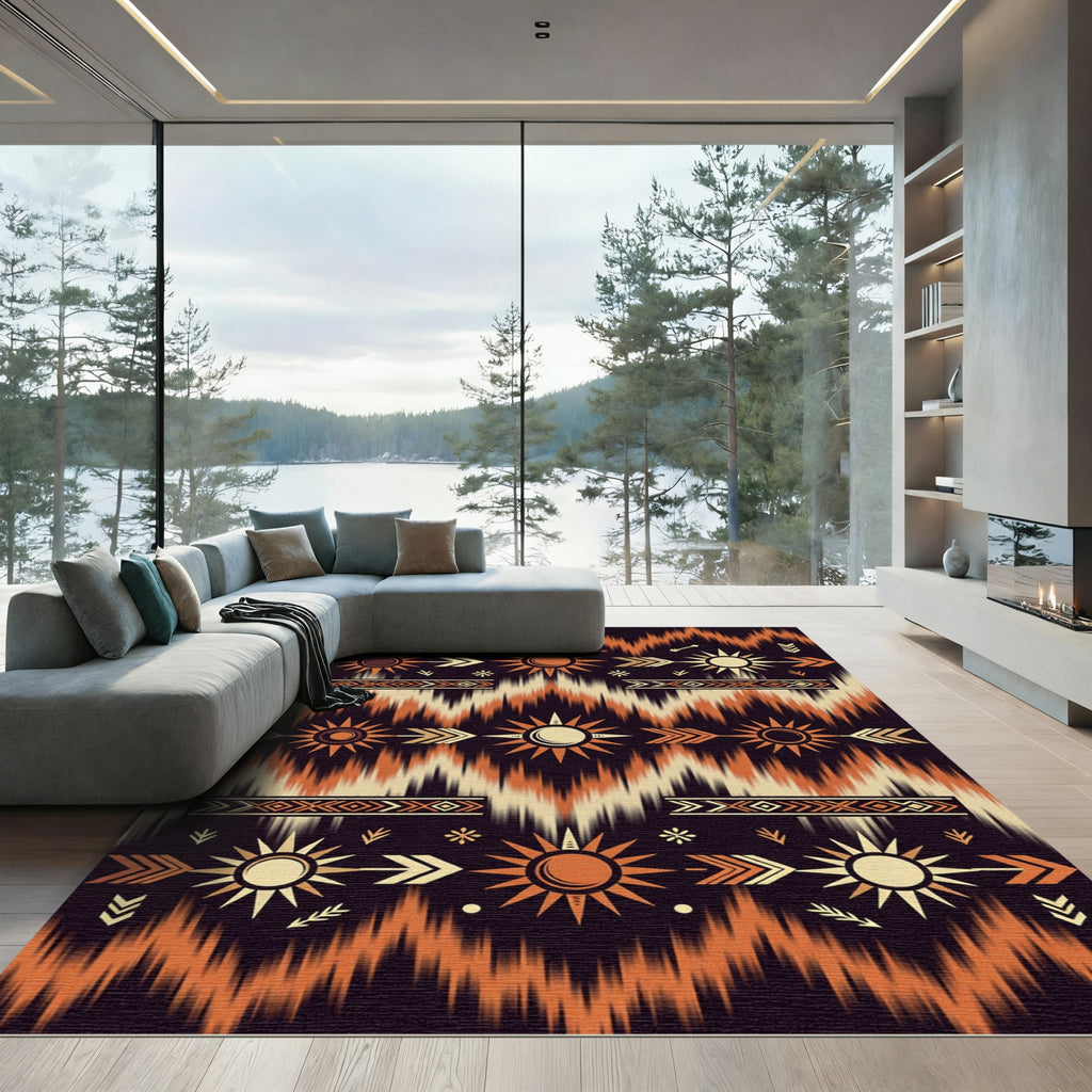 Tribal Sun Arrow Zigzag Rug