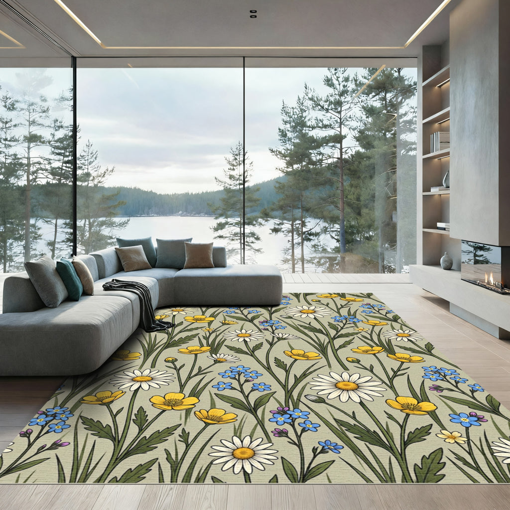 Meadow Daisies Forget Me Nots Buttercups Rug