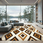 Earth Tone Ikat Diamond Geometric Rug