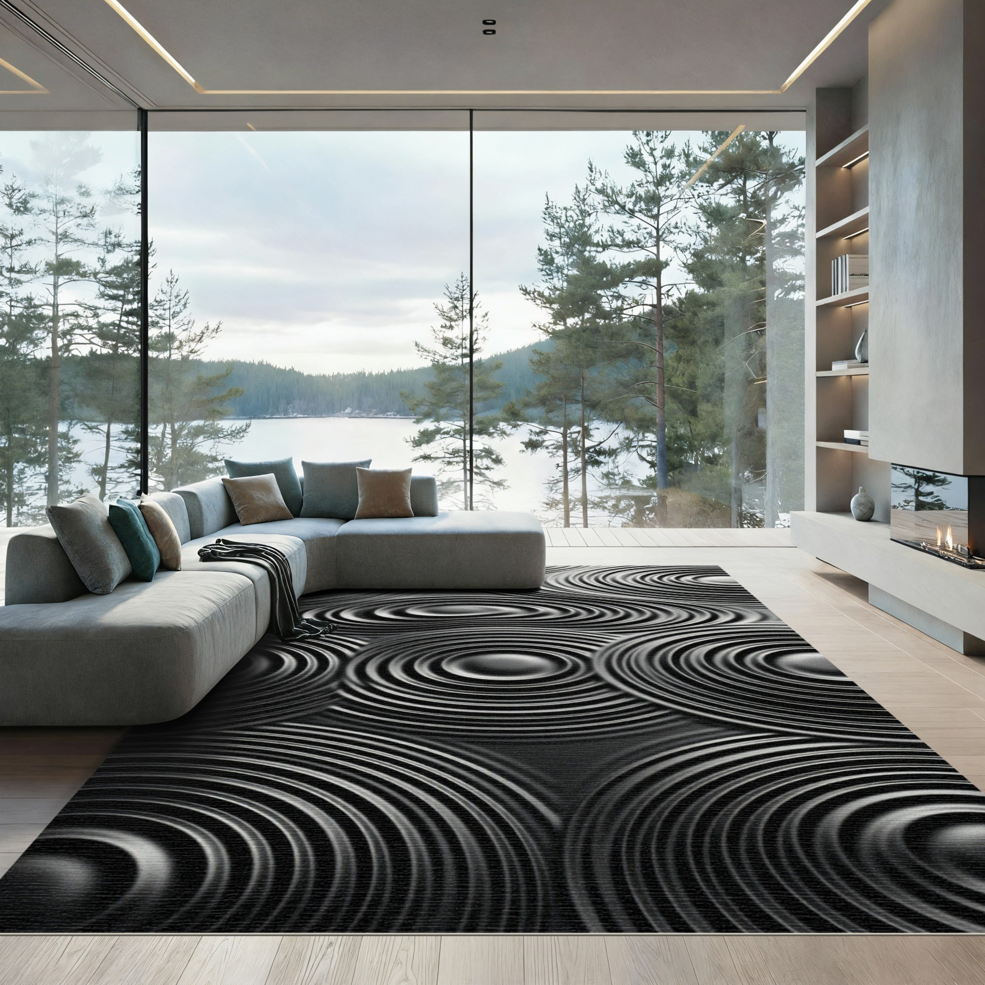 Monochromatic Concentric Circles Gradient Rug